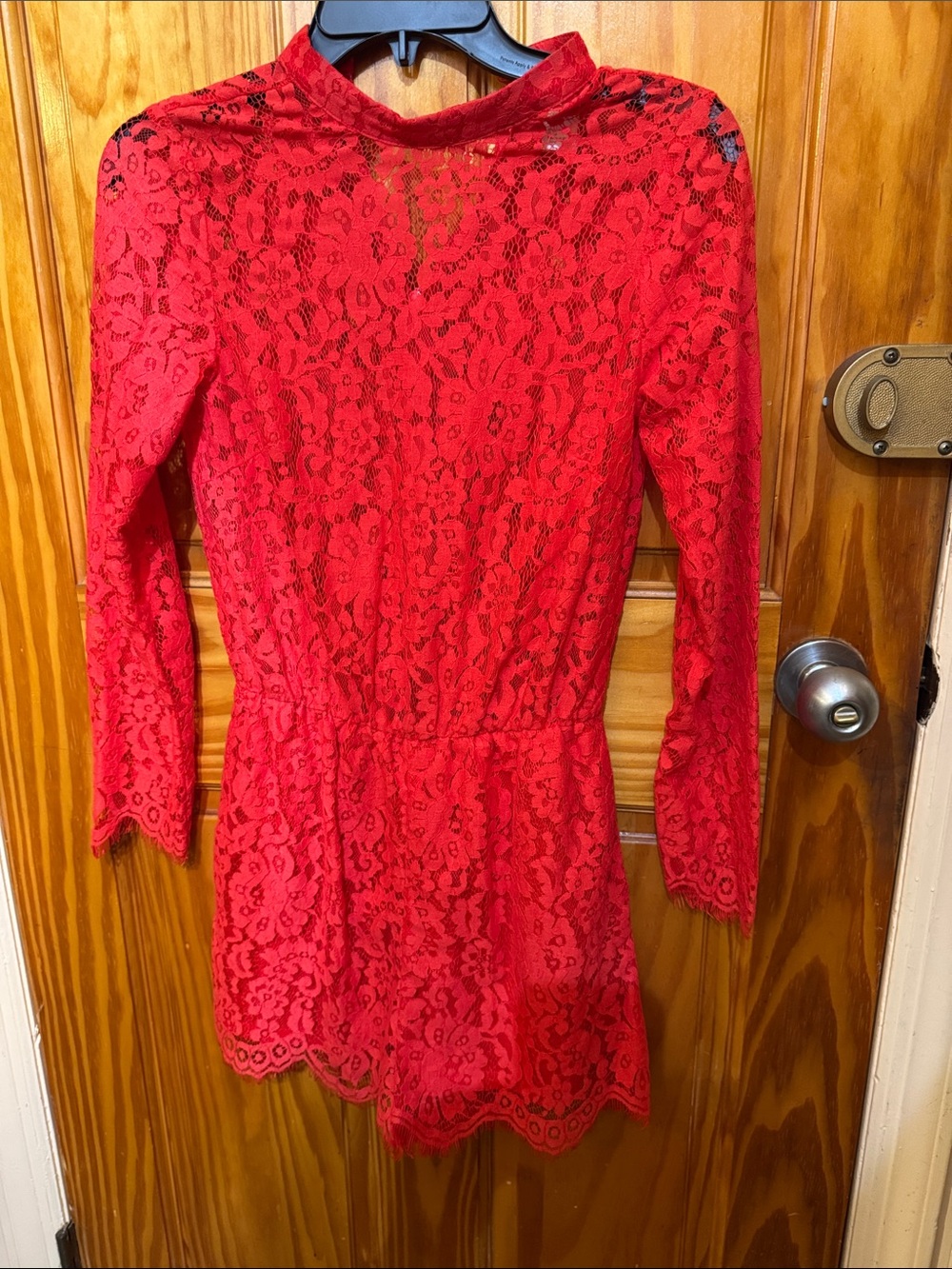 H&M Red Lace Long-Sleeve Dress. (Bodysuit)